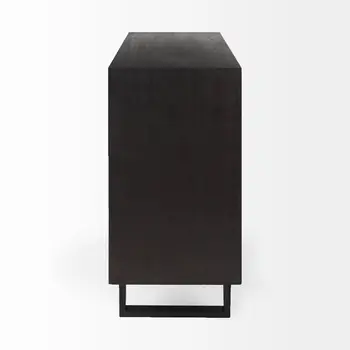 40" Dark Brown Solid Wood Three Drawer Sideboard
