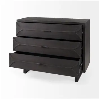 40" Dark Brown Solid Wood Three Drawer Sideboard