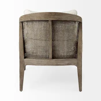 29" Cream and Brown Boucle Arm Chair