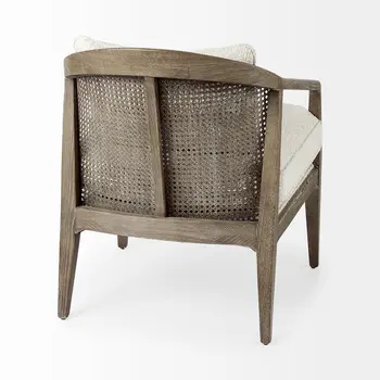 29" Cream and Brown Boucle Arm Chair