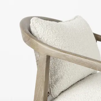 29" Cream and Brown Boucle Arm Chair