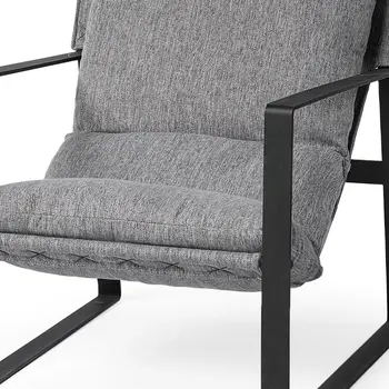 35" Gray and Black Fabric Wingback Chair