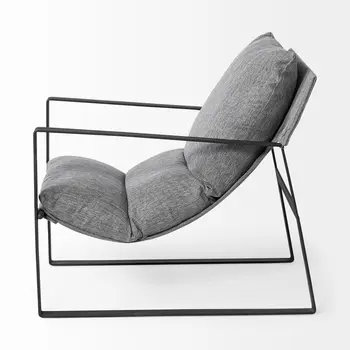 35" Gray and Black Fabric Wingback Chair