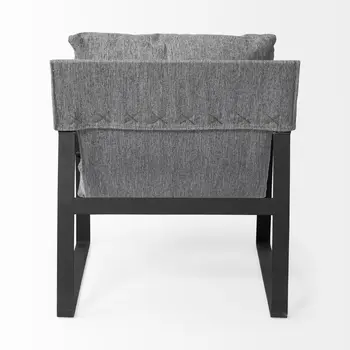 35" Gray and Black Fabric Wingback Chair