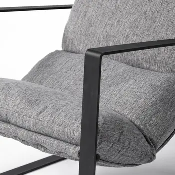 35" Gray and Black Fabric Wingback Chair