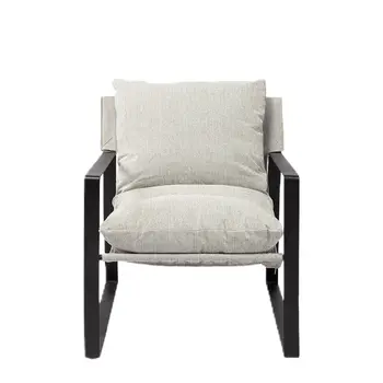 35" Gray and Black Fabric Lounge Chair