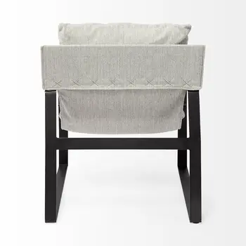 35" Gray and Black Fabric Lounge Chair