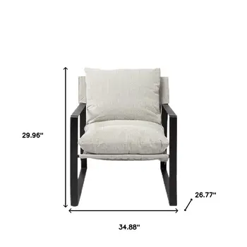 35" Gray and Black Fabric Lounge Chair