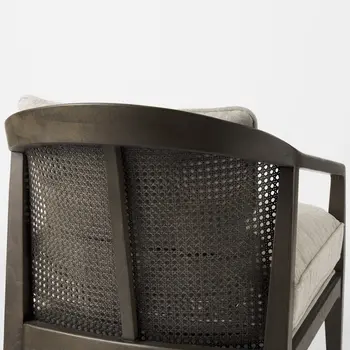 29" Gray and Brown Fabric Arm Chair
