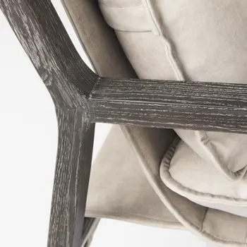 34" Cream and Black Fabric Lounge Chair