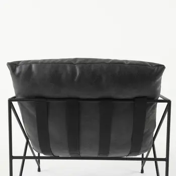 30" Black Faux Leather Distressed Wingback Chair