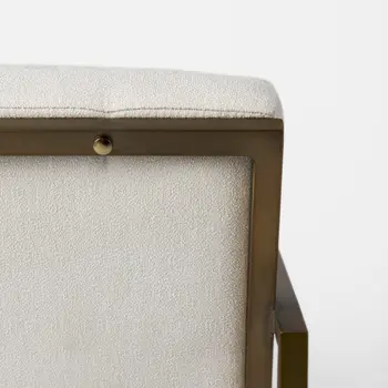 33" Cream and Brown Fabric Wingback Chair