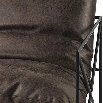 30" Brown and Black Faux Leather Distressed Wingback Chair