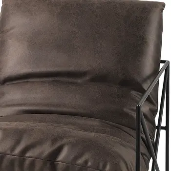 30" Brown and Black Faux Leather Distressed Wingback Chair