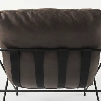 30" Brown and Black Faux Leather Distressed Wingback Chair