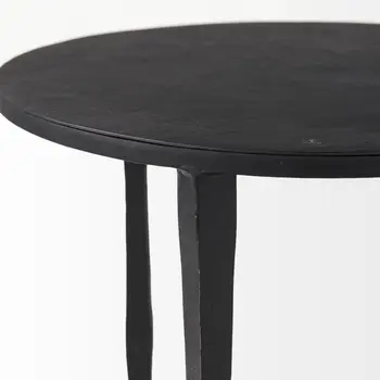 20" Black Iron Round End Table