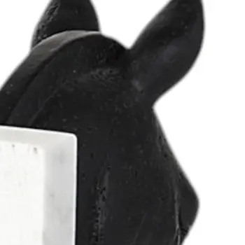 Set of Two 8" Black And White Marble And Resin Horse Decorative Bookends