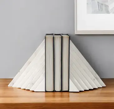 Set of Two 9" White Polyresin Decorative Bookends