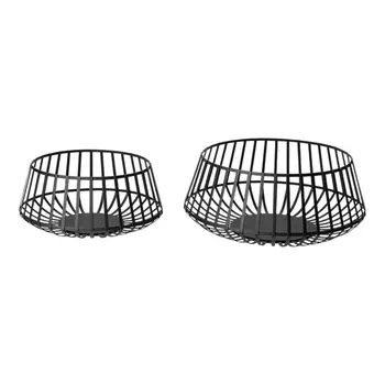 Set of Two Black Metal Decorative Bowl