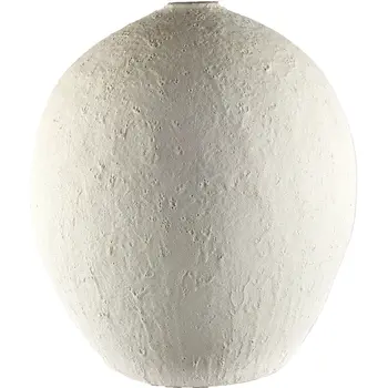 23" White Cylinder Ceramic Floor Vase