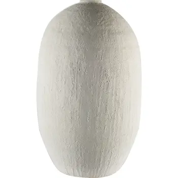 32" White Cylinder Ceramic Floor Vase