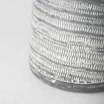 11" Gray and White Abstract Metal Jug Vase