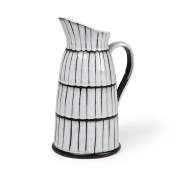 13" Black And White Cylinder Ceramic Urns Jars