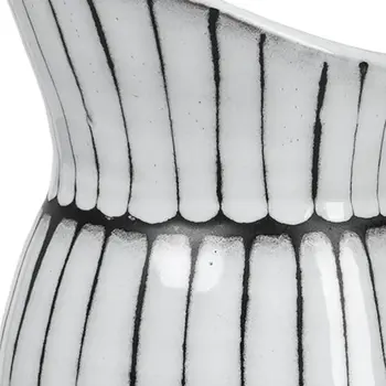 13" Black And White Cylinder Ceramic Urns Jars