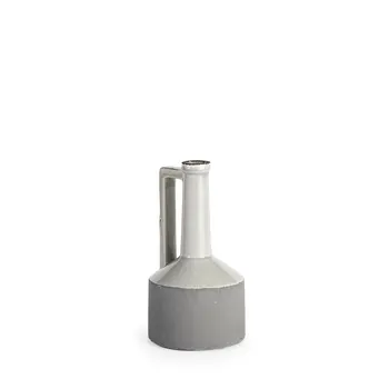 9" Gray And White Cylinder Ceramic Urns Jars