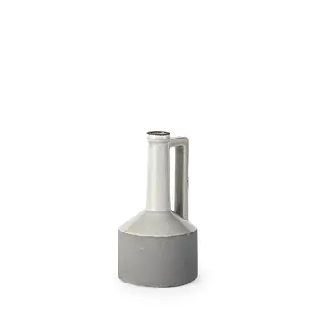 9" Gray And White Cylinder Ceramic Urns Jars