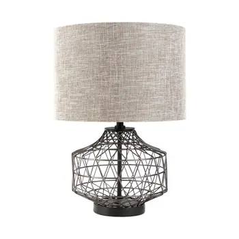20" Black Lamp Base LED With Brown Shade