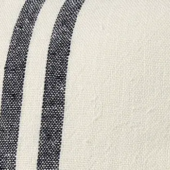 22" Beige and Blue Striped Linen Throw Pillow Cover