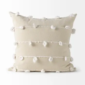 Clouds On Cream Canvas Square Pillow Cover