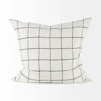 White And Black Grid Square Accent Pillow Cover