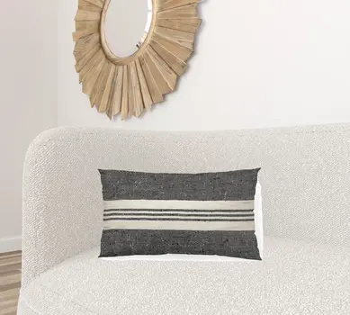 Black And White Striped Lumbar Accent Pillow Cover