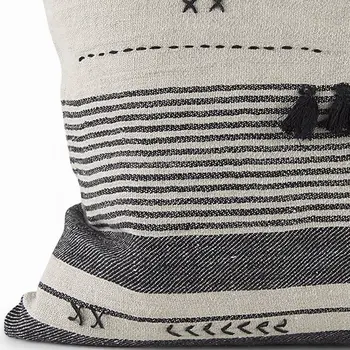 Light Gray Detailed Lumbar Throw Pillow Cover