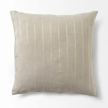 Beige And Gold Striped Pillow Cover