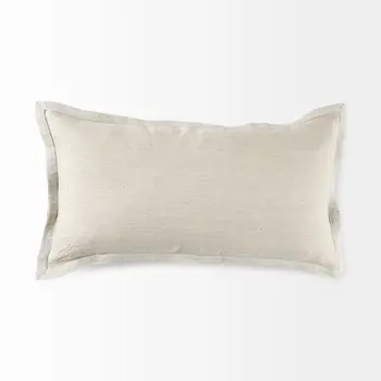 14" X 26" Beige Linen Throw Pillow Cover