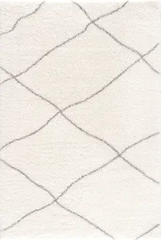 4' X 6' Ivory Modern Uneven Lattice Area Rug