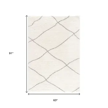5' X 8' Ivory Modern Uneven Lattice Area Rug