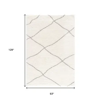 8' X 11' Ivory Modern Uneven Lattice Area Rug