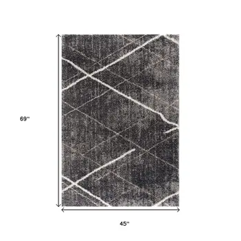 4' X 6' Gray Modern Distressed Lines Area Rug