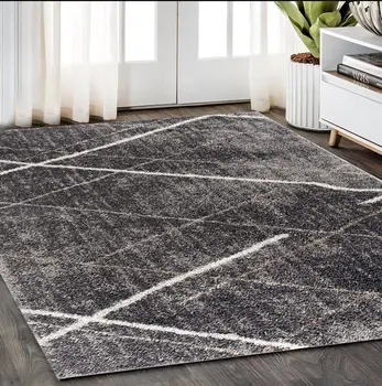 5' X 8' Gray Modern Distressed Lines Area Rug