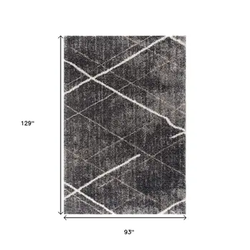 8' X 11' Gray Modern Distressed Lines Area Rug