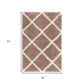5' X 8' Beige Geometric Area Rug