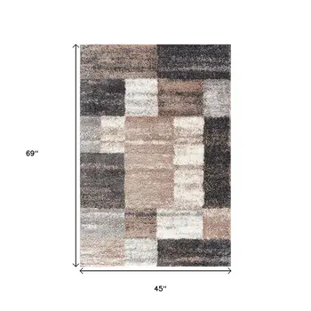 4' X 6' Beige Modern Blocks Area Rug