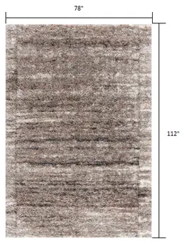 7' X 9' Ivory And Brown Retro Mod Area Rug