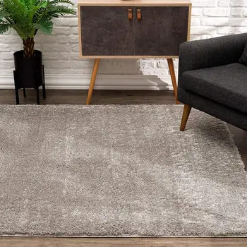 5' X 8' Gray Modern Solid Shag Area Rug