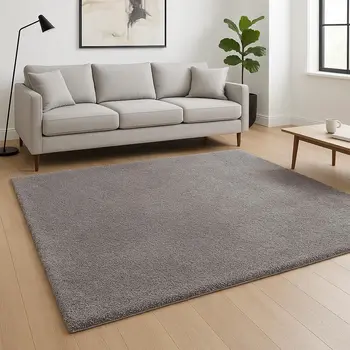 8' X 11' Gray Modern Solid Shag Area Rug