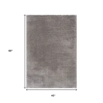 4' X 6' Ivory Modern Solid Shag Area Rug